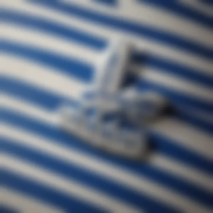 A close-up of the adidas blue stripes logo