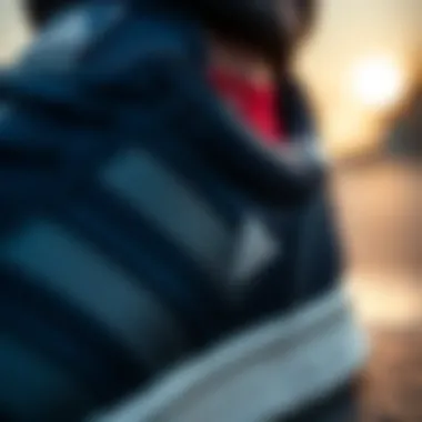Close-up of High-Quality Materials in adidas Forum Low Crew Navy Close-up of the materials used in the adidas Forum Low Crew Navy for enhanced durability