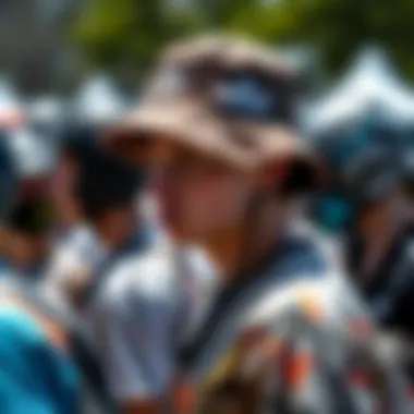 Adidas Bucket Hat in Action at Extreme Sports Event A group of extreme sports enthusiasts wearing the adidas Originals bucket hat during an outdoor event.