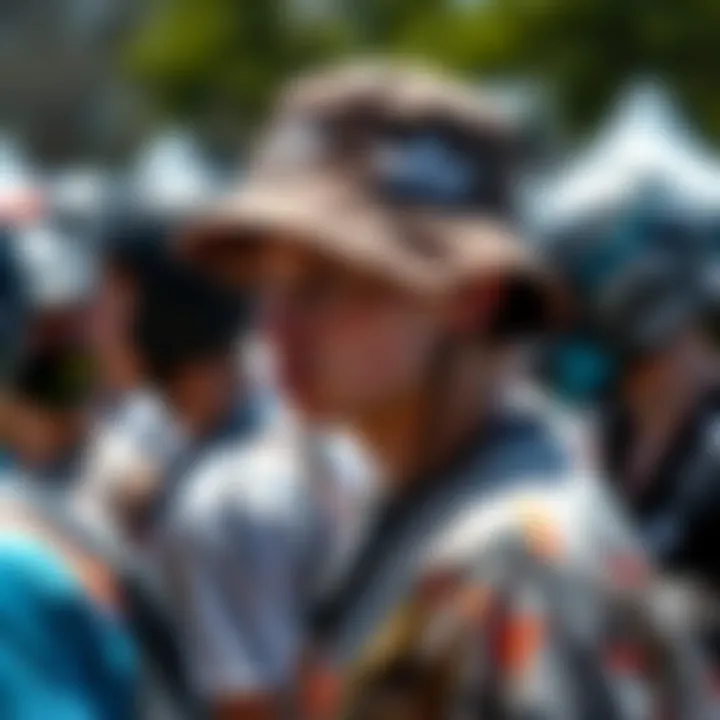 Adidas Bucket Hat in Action at Extreme Sports Event A group of extreme sports enthusiasts wearing the adidas Originals bucket hat during an outdoor event.