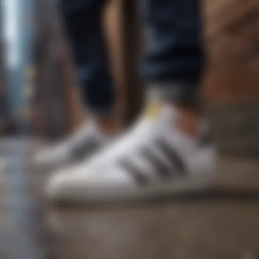 Adidas Shell Top shoes showcased against an urban backdrop