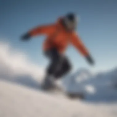 Snowboarder in Action Snowboarder in action wearing budget-friendly clothing on slopes