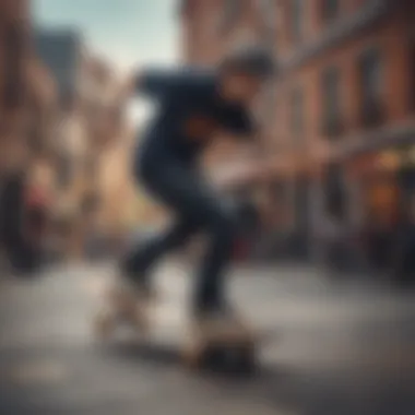 Skater demonstrating advanced techniques on an Arbor board in an urban setting