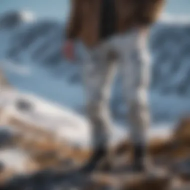 Stylish Arctic camo pants displayed in an outdoor adventure setting