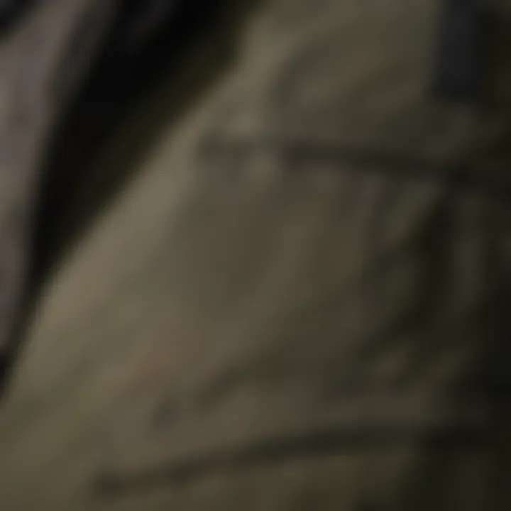 Close-up of durable fabric used in army cargo pants with texture details