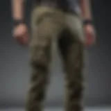 A stylish pair of army cargo pants showcasing unique pocket designs