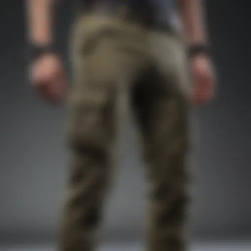 A stylish pair of army cargo pants showcasing unique pocket designs
