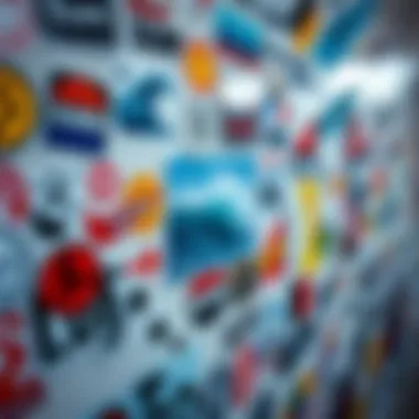 Art of Surf Culture - Sticker Wall An artistic representation of surf culture through stickers on a wall