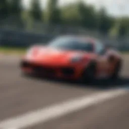 Dynamic racing scene showcasing a car on the track