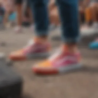 Group of athletes wearing colorful vans during an extreme sports event