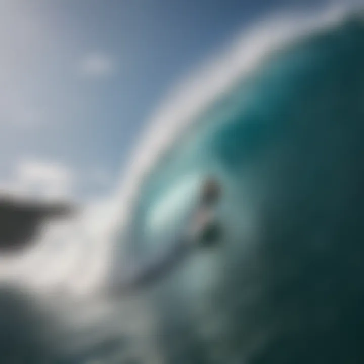 A surfer riding a massive wave at Bali Lapoint, showcasing the thrill of surfing.