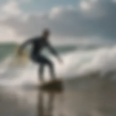 Surfing instructors guiding beginners on the beach