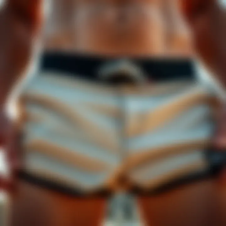 Close-up of high-quality fabric used in board shorts