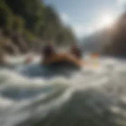 A thrilling rapid on a river during a rafting expedition.