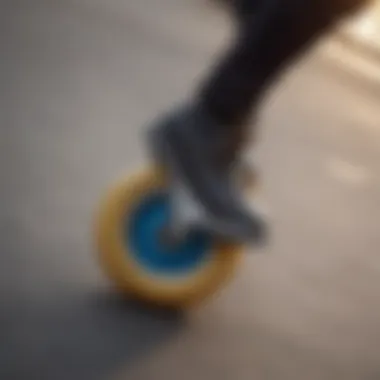 Beginner skater testing wheels on a smooth surface