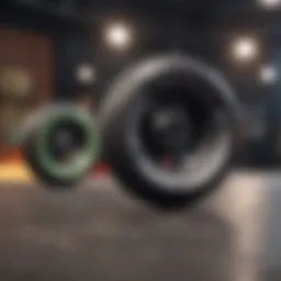Different types of skate wheels on display