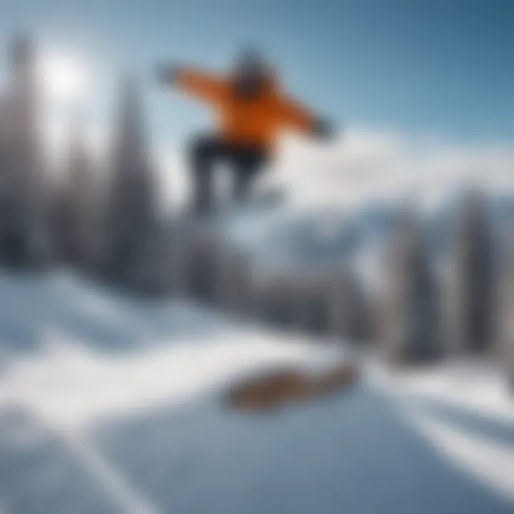 Snowboarder performing tricks in a terrain park