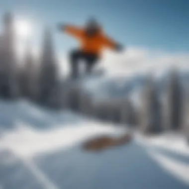 Dynamic Snowboarding Action Snowboarder performing tricks in a terrain park