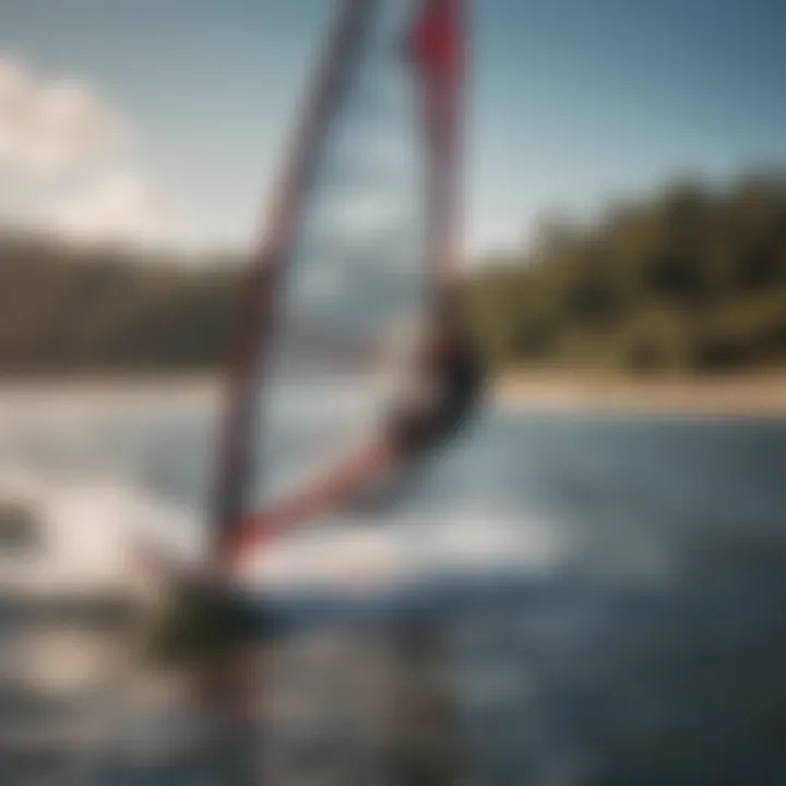 High-performance windsurfing board on water