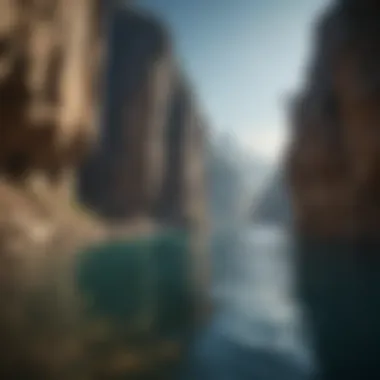 Daring jump off a cliff into a pristine lake