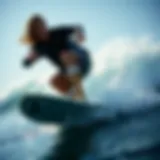 Dynamic athlete showcasing Billabong socks during a high-speed surf session