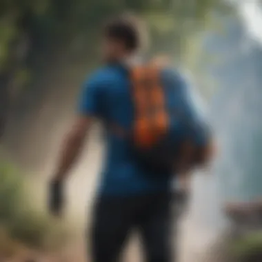 Performance in Motion An extreme sports athlete using a blue and orange backpack while engaging in a thrilling activity, illustrating the blend of style and performance.
