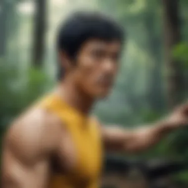 An inspirational quote by Bruce Lee surrounded by nature