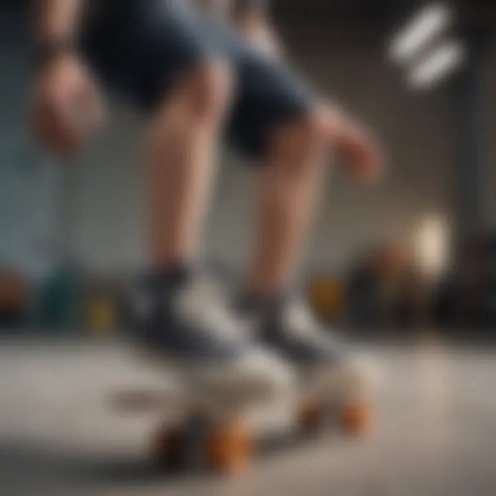 An athlete demonstrating a trick on a skateboard while wearing canvas shoes