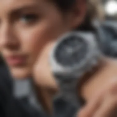 Casio silver watch worn by an extreme sports enthusiast, highlighting its functionality