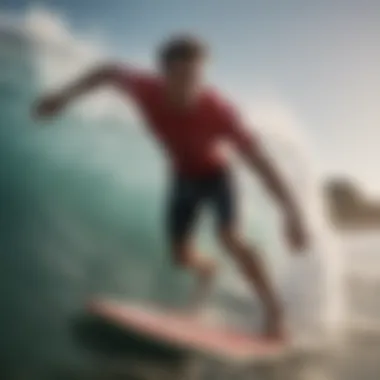 Dynamic action shot of a surfer wearing Champion gear