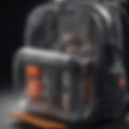 Close-up view of the Champion clear backpack showcasing its transparent design and spacious compartments.