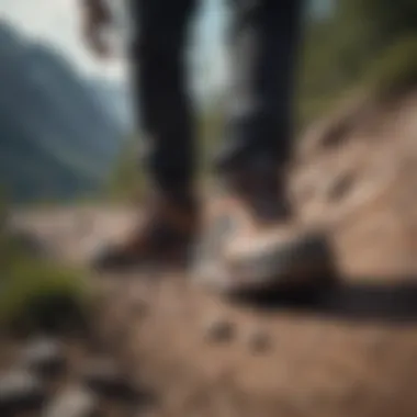 Champion Rally in Action on Rugged Terrain Champion Rally Slip-On worn during an extreme sports activity on a rugged trail