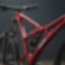 A close-up view of a high-quality mountain bike frame showcasing various materials