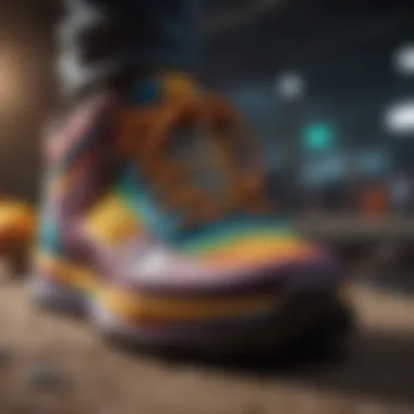 Innovative Colorful Footwear for Extreme Sports Close-up of colorful extreme sports footwear showcasing innovative design.