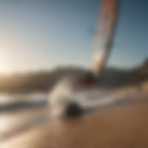 A stunning kiteboarding setup on a sunny beach