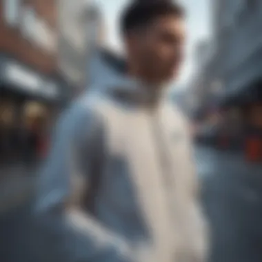 Stylish Nike Windbreaker in Urban Environment A stylish Nike windbreaker jacket displayed in an urban setting