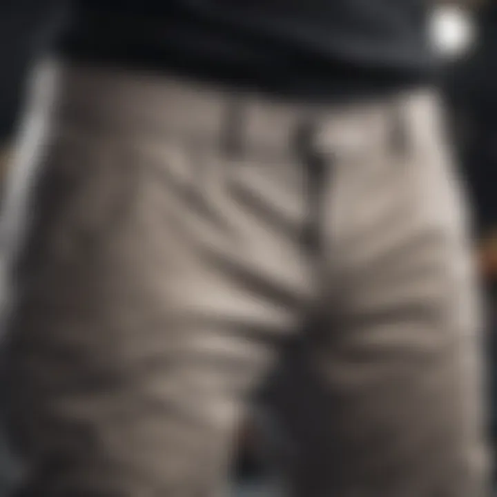 Close-up of snowboard pants showcasing material texture
