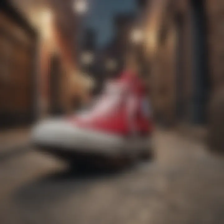 Stylized display of Converse Allstar Lugged footwear on urban backdrop