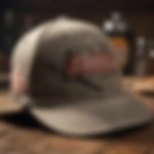 Vintage Coors beer hat displayed on a rustic wooden table