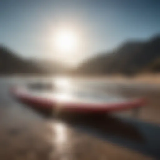 A high-end hydrofoil surfboard glistening in the sun