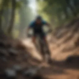 Cyclist navigating a challenging terrain