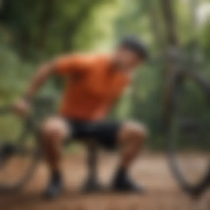 A cyclist performing a recovery stretch after training