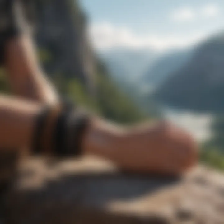 A scenic outdoor setting with adventure enthusiasts wearing cord bracelets.