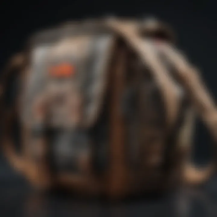 Close-up of a cross body sports bag showcasing its design elements.