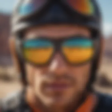 Athlete wearing custom sunglasses during an extreme sports activity