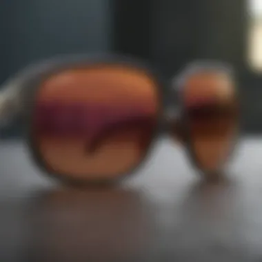 Close-up of sunglasses showcasing advanced UV protection lenses