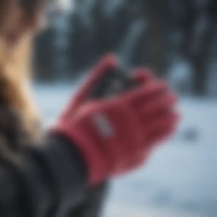 Close-up of Dakine mittens highlighting the quality materials used