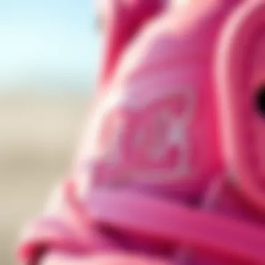 Design Excellence: Close-up of Pink DC Shoes Close-up of the intricate design details on DC Shoes' pink collection