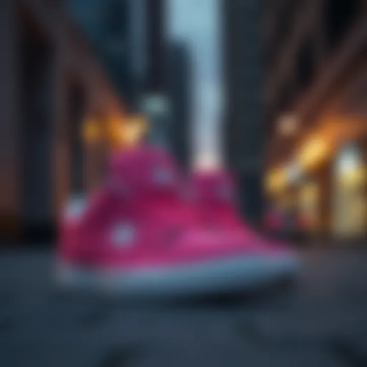 Urban Style: DC Shoes in Pink Stylish DC Shoes in vibrant pink color against a dramatic urban backdrop