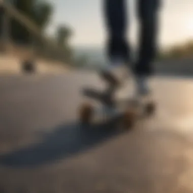 Skateboarder performing tricks on a hot asphalt surface